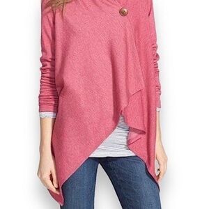 Pink Bobeau, wrap sweater with button, size small, great condition!